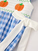 Fall Thanksgiving& Halloween Blue Pumpkin Smock Embroidery Baby Girl Romper