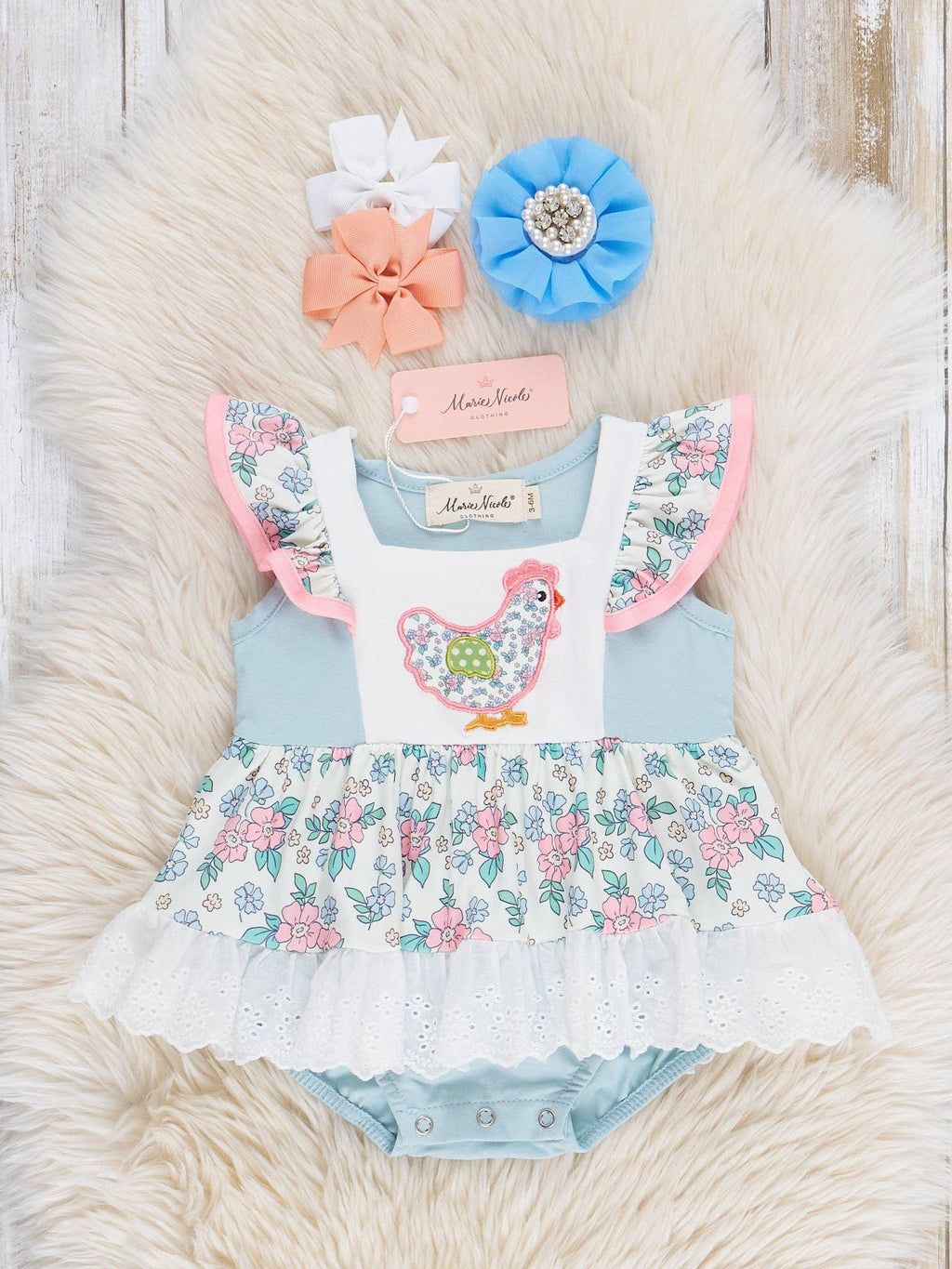 Floral Chicken Lacy Ruffle Bubble