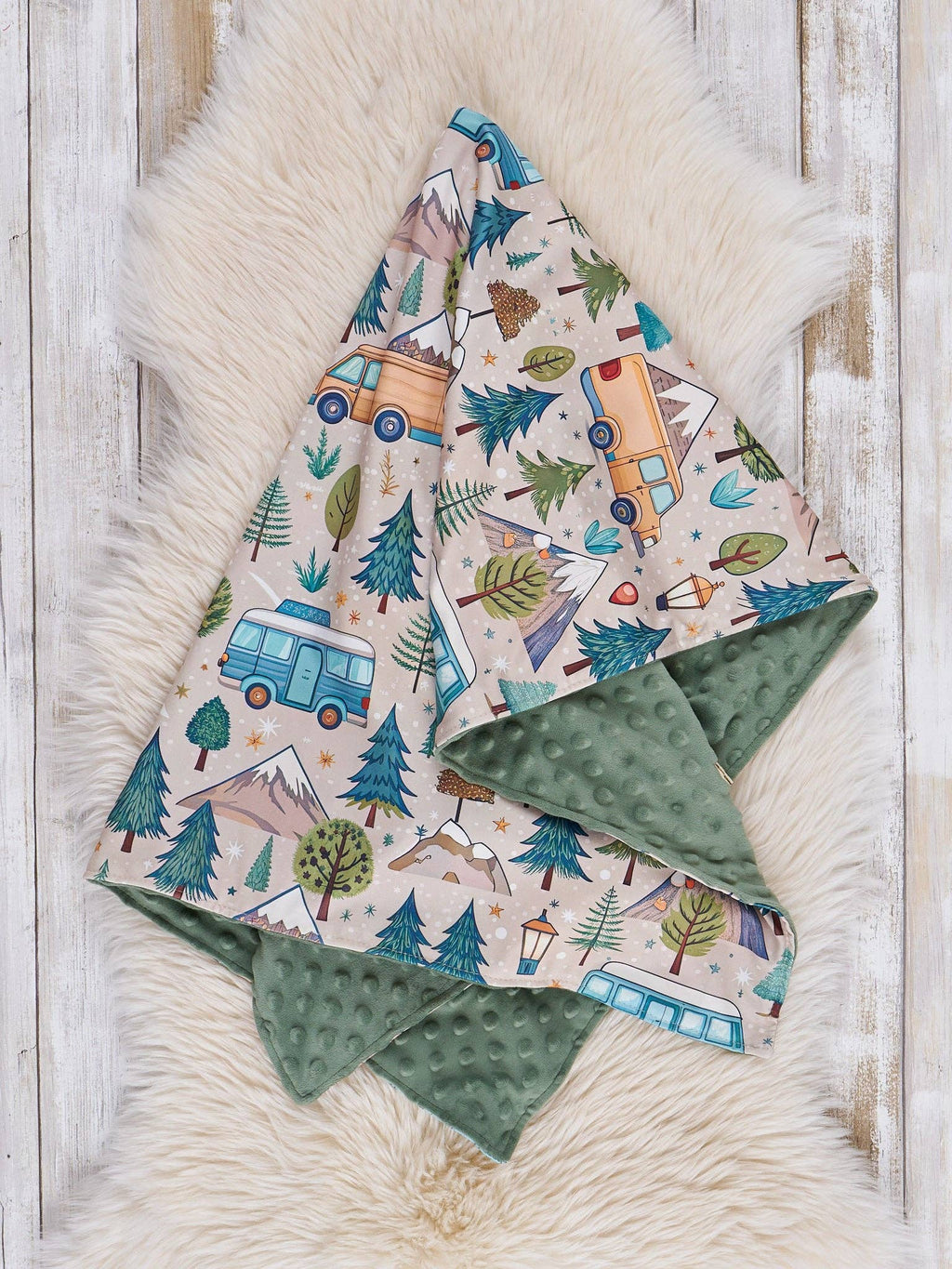 Green Camp Ground Minky Blanket