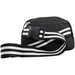 Black Solid Belt Bag with Striped Strap- Black