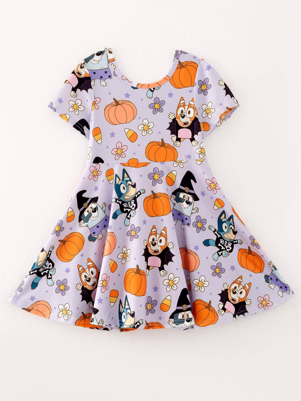 Halloween Cartoon Girls Pumpkin Print Milk Silk Dress