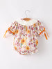 Halloween & Thanksgiving Pumpkin Embroidery Smock Floral Baby Girl Romper