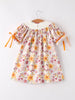 Halloween & Thanksgiving Pumpkin Embroidery Smack Floral Baby Girl Dress