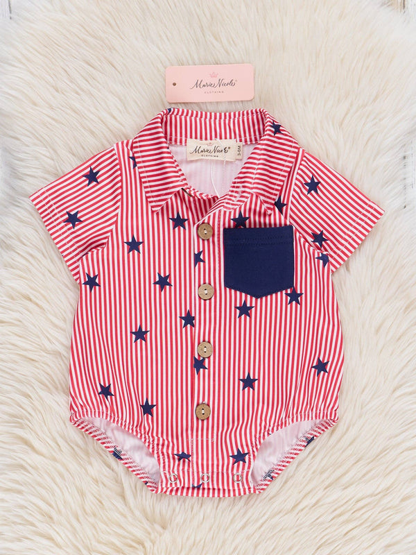Starry Stripes Pocket Button-Up Bubble