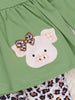 Embroidered Leopard Bow Piggy Ruffle Outfit