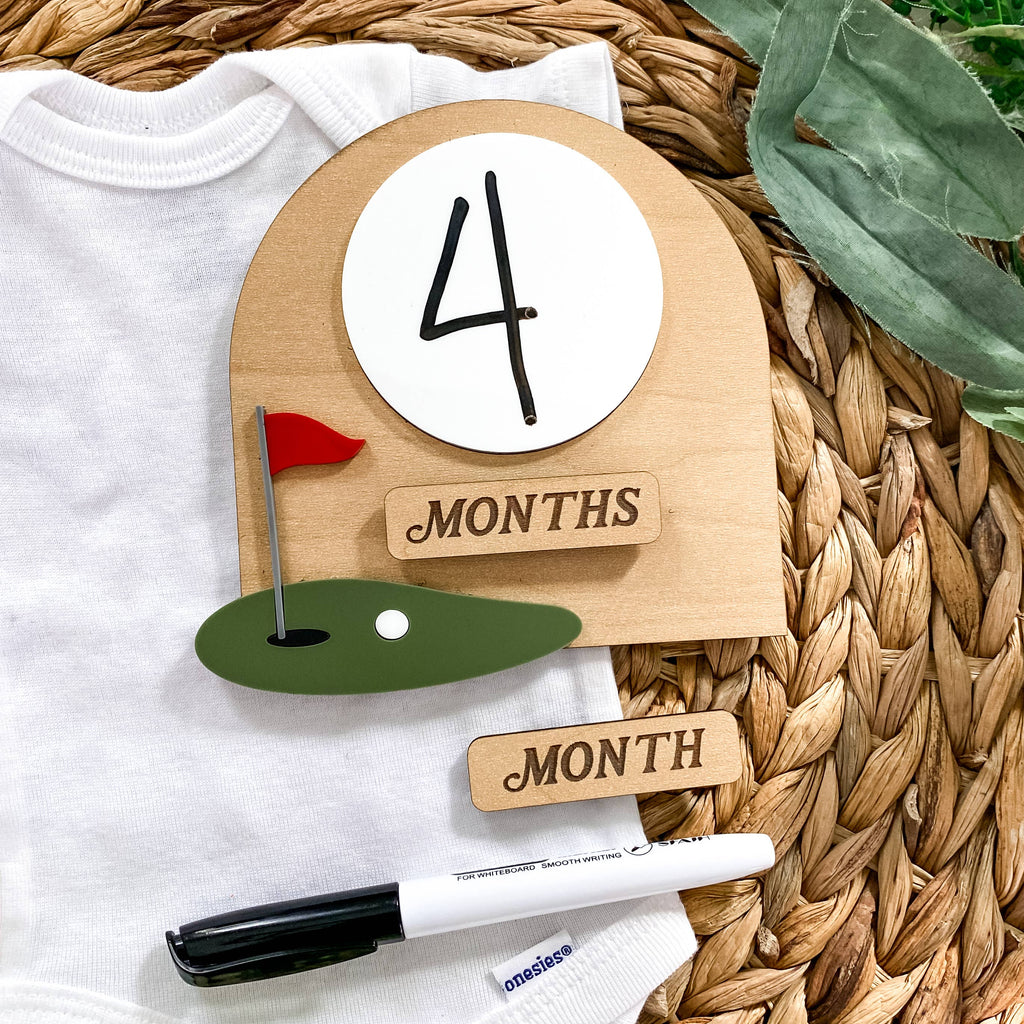 Dry Erase Monthly Milestone Sign - Golf