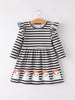 Halloween Black and White Striped Print Girls Dress