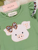 Embroidered Leopard Bow Piggy Ruffle Bubble