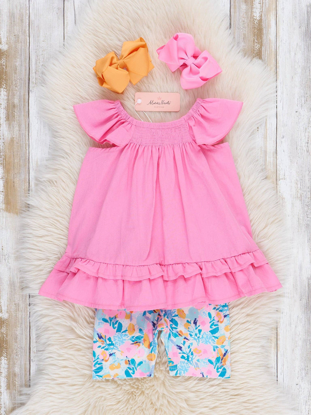 Ruffle Top & Biker Shorts Outfit - Bed of Roses