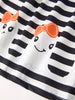 Halloween Black and White Striped Print Girls Dress