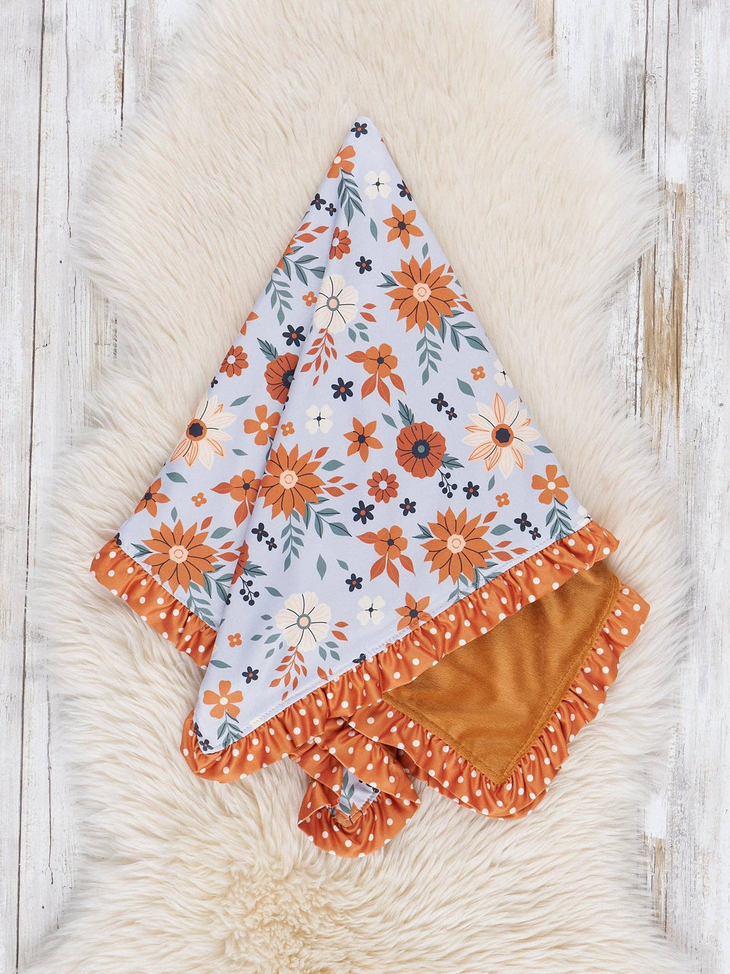Chrysanthemum Fields Ruffle Minky Blanket