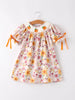 Halloween & Thanksgiving Pumpkin Embroidery Smack Floral Baby Girl Dress
