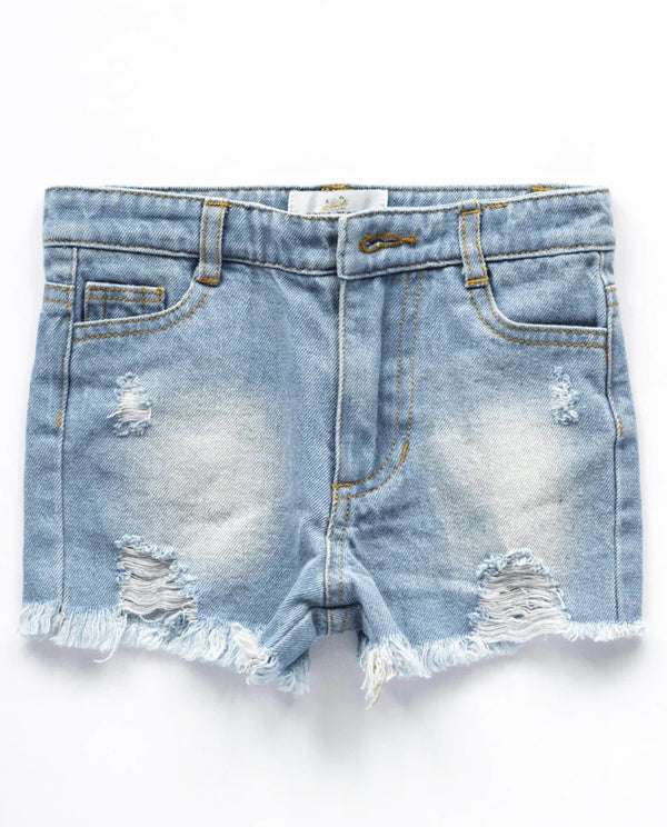 Girls' Light Distressed Denim Shorts