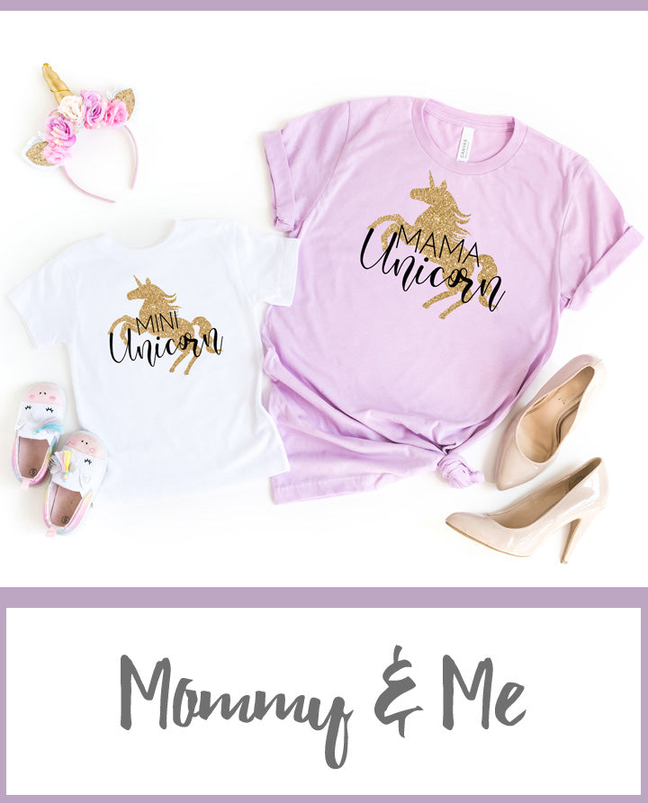 Mama Unicorn/ Birthday Mini Mommy and Me T-shirt Set