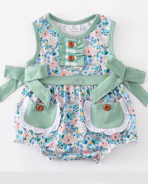 Mint Spring Floral Romper