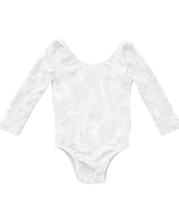 Girls' White Lace Leotard