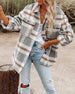 Women's Plaid Button Flannel Shirt Jacket