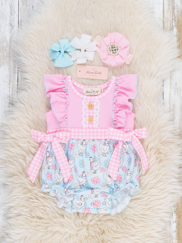Happy Chickens Ruffle Bubble Romper