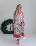 Women's Christmas Flower Stripe Ruffle Holiday Lounge Gown