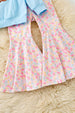 Lt. Blue Sweatshirt with boots applique and floral bell bottoms. OFG61398 MOn