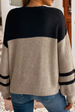 LDC Color Block Knit Striped Sleeve Detail Casual Sweater