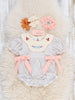 Autumn Acorns Bows Embroidered Plaid Bubble Romper