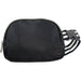 Black Solid Belt Bag with Striped Strap- Black