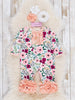 White Peach Floral Icing Romper