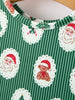 Christmas Girls Santa & Green Holiday Print Twirl Dress