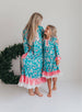 Kids Pink Teal Christmas Holiday Nutcracker Lace Lounge Gown