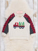 Grey Embroidered Christmas Tree Truck Plaid Raglan Shirt