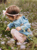 Baby Girls Light Wash Denim Long Sleeve Flutter Bubble Romper