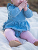 Baby Girls Light Wash Denim Long Sleeve Flutter Bubble Romper