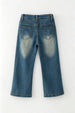 Straight cut denim pants with adjustable waistband. PNG60327 SOL