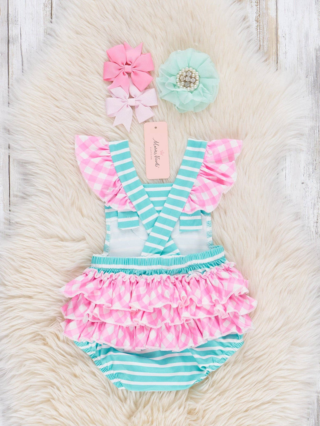 Watermelon Gingham Ruffle Bubble