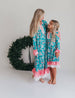 Kids Pink Teal Christmas Holiday Nutcracker Lace Lounge Gown