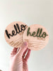 Hello World Birth Stat Announcement Wood Disc - Layered 3D
