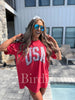 USA Daisy Graphic Tee on Paprika