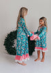 Women's Pink Teal Christmas Holiday Nutcracker Lounge Gown