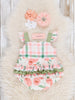 Peaches & Green Gingham Ruffle Bubble