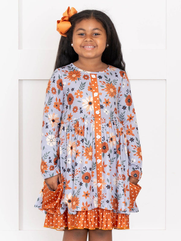 Chrysanthemum Fields Ruffle Dress
