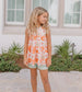 Kids Sage & Rust Retro Flower Spring Summer Short Set