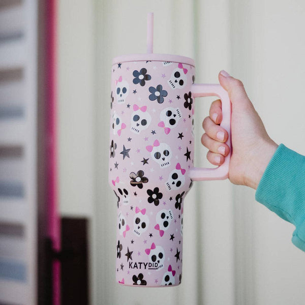 Skull Flower Bow Tumbler Cup