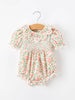Fall Blush Floral Baby Romper Smocked Petal Collar