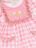 Petal Check Embroidered Ruffle Dress