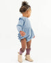 Baby Girls Light Wash Denim Long Sleeve Flutter Bubble Romper