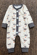 Gray Duck printed baby romper with snaps. LR0425-10-MON