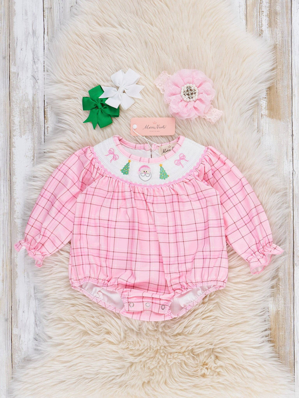 Plaid Christmas Delight Smocked Romper