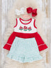Watermelon Fun Embroidered Cotton Ruffle Outfit