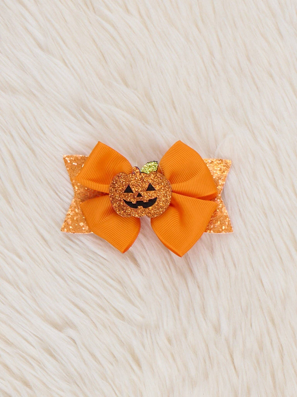Pumpkin Sparkle Bow Clip